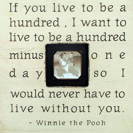 winnie pooh quotes. It features a sweet, sentimental Winnie the Pooh quote -- "If you live to be 